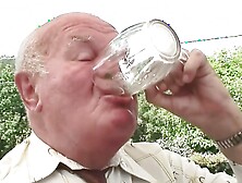 Grandpa and grandma have hard sex in the middle of the German forest