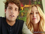 Perv tastes beautiful blonde stepsisters tight pussy