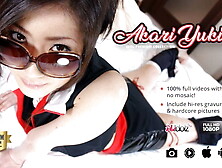 Lusty Japanese chick Akari Yukino bounces on hard hairy dick