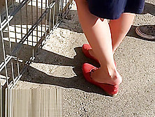 shoeplay in red flats