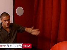 Hot blonde co-ed,  Riley Rey,  takes a huge dick inside her tight snatch to make up a missed test