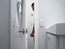 Kira Perez is masturbating in the toiler and Peter is jerking on her