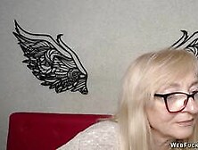 Blonde amateur mature IngritSno with glasses chat on her webcam show