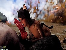 Werewolf Hunted Cat - Lady's Vagina Well | Massive Cock Monster | 3D Porn Sex