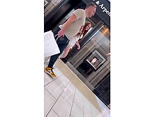 Girl Shopping With Dad And Showing Ass