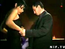 French lesbian babes fingering in a swinger club