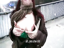 Redhead amateur coed public flashing and anal cock riding