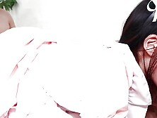 Horny Japanese slut Eri Mizuno gets fucked in a threesome.