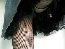 fishnet stocking upskirt (fake) posing like a pro legs wide open