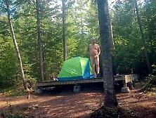 Camping web resource, getting stripped and walking the public trails. Finished on picnic table for hikers