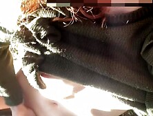 Masturbating On The Farm While The Cows Watch,  Redhead Gets Off Outdoors