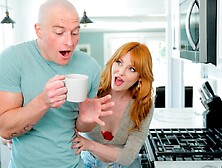 Good redhead with awesome tits Lacy Lennon jumps on a dick