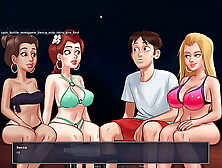 Summertime Saga | Ep3 | Threesome Anal, Charming Cowgirl & Masturbates Live Show Scene | Cartoon Game