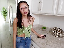 Sweet babe Jade Kimiko bounces her pussy on a stiff shaft