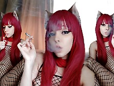 Adorable Egirl Smoking In Bodyfishnets And Showing Her Pussy (As