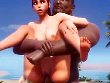 Redhead girl sucks big black cock and fucks in 3D cartoon