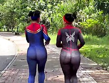 Captain Marvel and Spider-Woman Cosplay