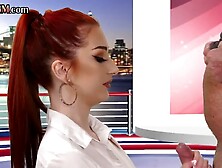 CFNM facial,  British amateur gives BJ on live TV show