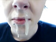 Beatiful Girl With Tons Of Snot All Over Her Mouth