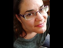 Quick front porch blowjob and cum swallow...