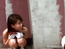 Public nudity scene with hot asian teen babe