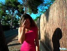 Outdoor Agent Briana Bandares and her long boobies out and having sex on a beach