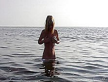 Divine Blonde Teen 18+ Blissfully Naked In The Sea