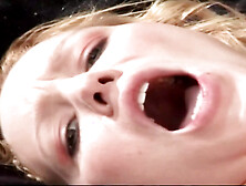 Little Blonde Slut Gets Ready for Deep Anal While Playing with a Big Dildo