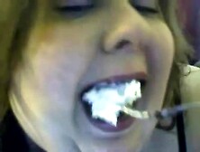 SSBBW Eating Cream Pie up Close Pig out