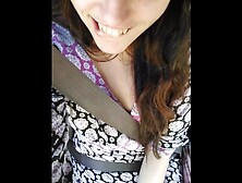 Public Car Play Makes Me Excited! Hairy Pussy Thick Thighs Slut In Passenger Seat Flashes