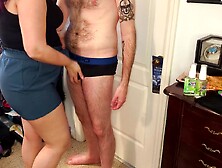 CFNM Hotwife Strips Cuckold to Tease his Locked Cock!