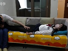 (XX)Strangle school girl limp play