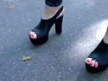 Sexy Lena crushing locust outside.