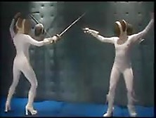 Pretty Lesbians Fencing Turns Hot Sex