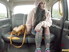 Tattooed Karma Synn enjoys hard sex games with a stranger in the car