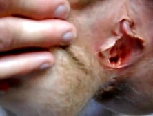 rubbing her swollen clit in the office