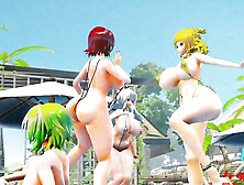 5 Thick Huge Tits Girls Dancing On The Beach (Carry Me Off)