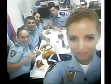 Blue eyed beauty sucks a hard cock close up in an office