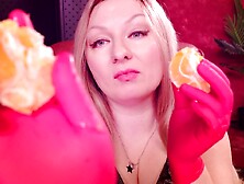 ASMR: nurse gloves and eating oranges! Arya Grander