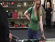 Horny And Busty Blonde Woman In Green Shirt Sucks Dick