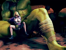 Large Ork Banging Nice-Looking Princess - Cg Comics Animation