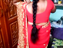 Desi Bhabi Changing Her Red Shari.