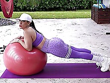 Sensual MILF lets the man cream those jugs after merciless sex by the pool