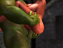Young anal sex slave gets fucked by a big green monster